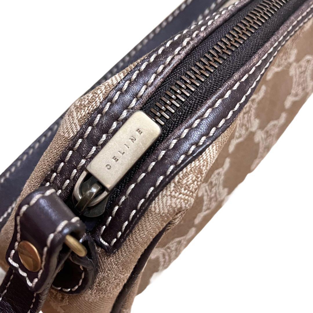 CELINE Accessory Pouch Hand Bag Tote Purse Macadam Beige Authentic