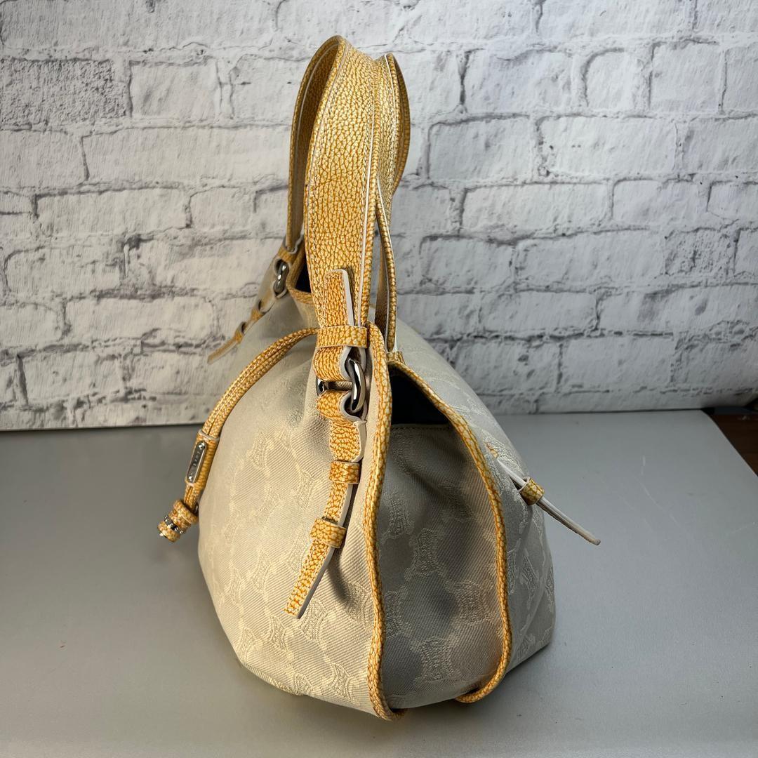 CELINE Hand Bag Tote Purse Macadam Canvas Beige Authentic