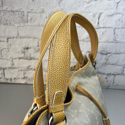 CELINE Hand Bag Tote Purse Macadam Canvas Beige Authentic