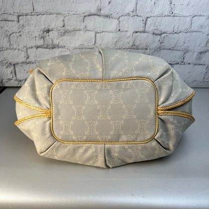 CELINE Hand Bag Tote Purse Macadam Canvas Beige Authentic