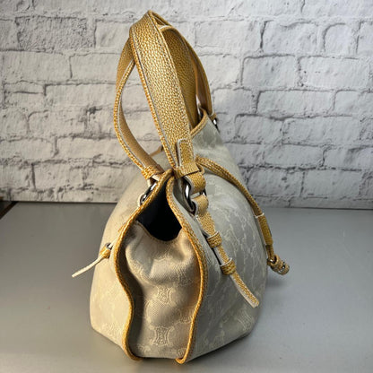 CELINE Hand Bag Tote Purse Macadam Canvas Beige Authentic