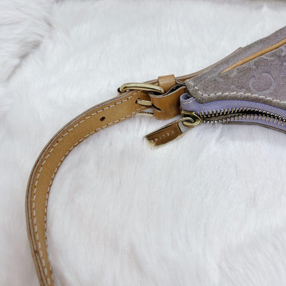 CELINE Hand Bag Tote Purse C Macadam Suede Gray Authentic