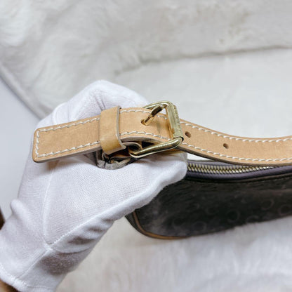 CELINE Hand Bag Tote Purse C Macadam Suede Gray Authentic