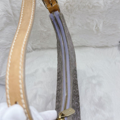 CELINE Hand Bag Tote Purse C Macadam Suede Gray Authentic