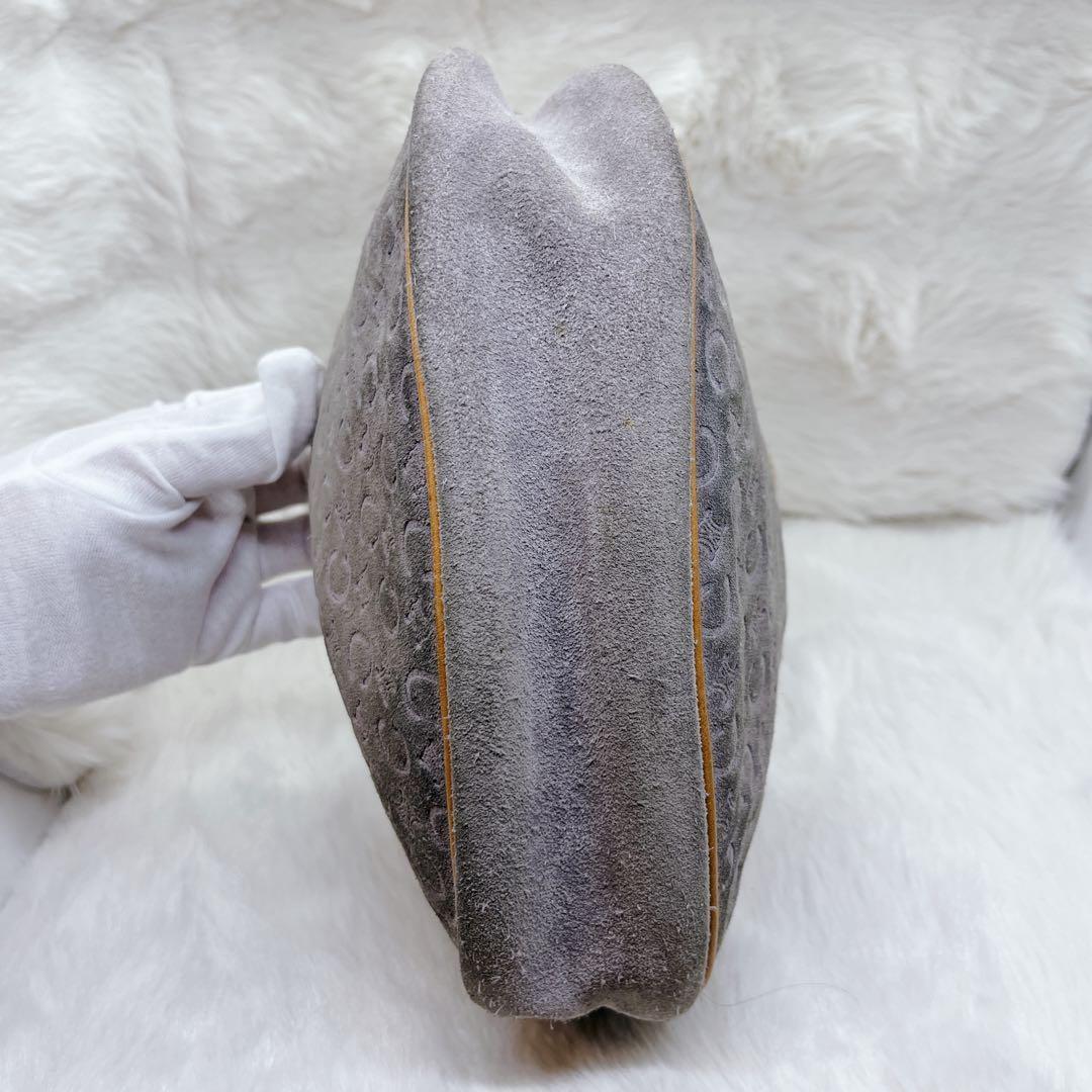 CELINE Hand Bag Tote Purse C Macadam Suede Gray Authentic