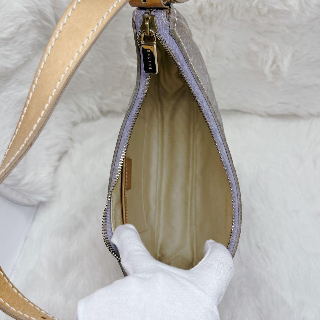 CELINE Hand Bag Tote Purse C Macadam Suede Gray Authentic