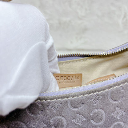 CELINE Hand Bag Tote Purse C Macadam Suede Gray Authentic