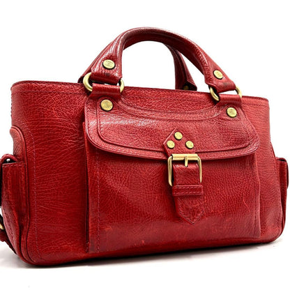 CELINE Hand Bag Tote Purse Boogie Leather Red Authentic