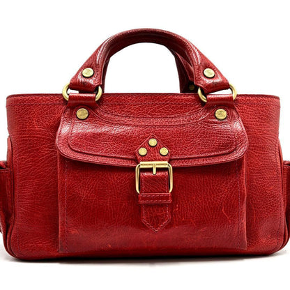 CELINE Hand Bag Tote Purse Boogie Leather Red Authentic