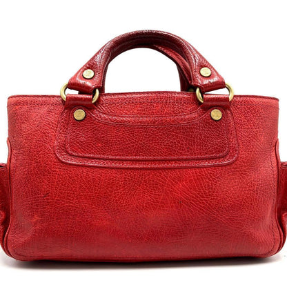 CELINE Hand Bag Tote Purse Boogie Leather Red Authentic