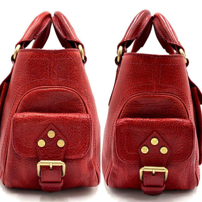 CELINE Hand Bag Tote Purse Boogie Leather Red Authentic