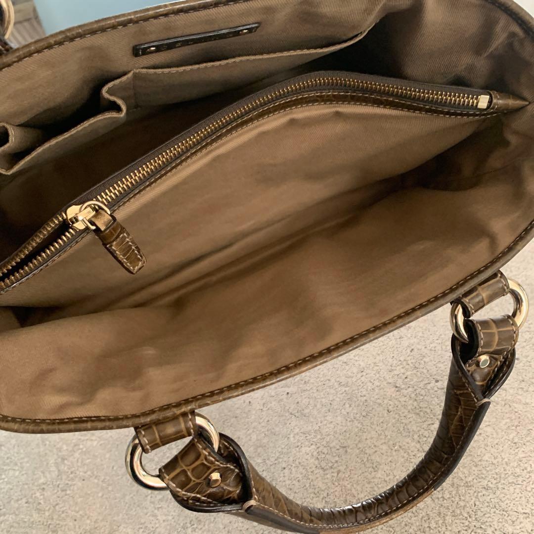 CELINE Hand Bag Tote Purse Boogie Macadam Leather Canvas Brown Authentic