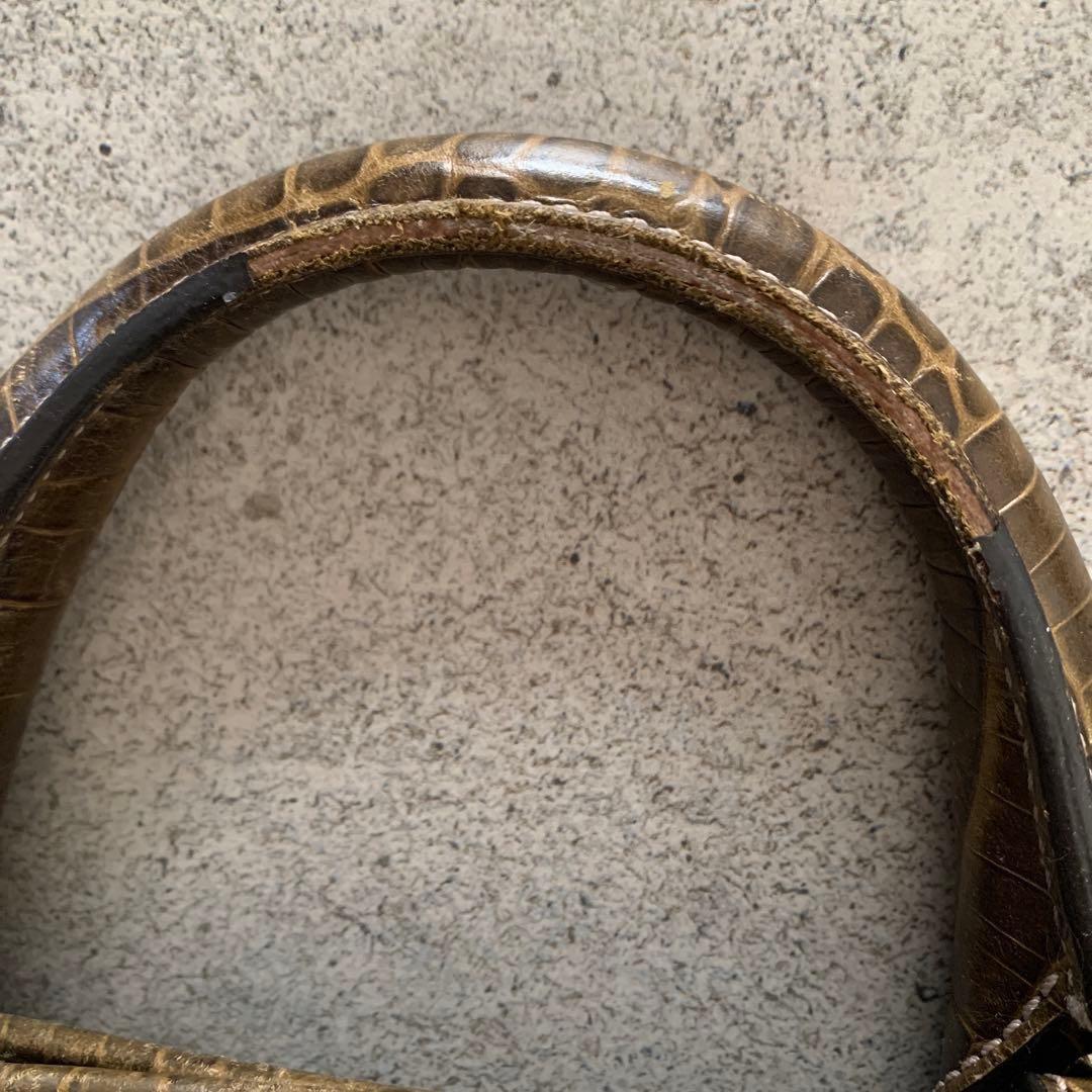 CELINE Hand Bag Tote Purse Boogie Macadam Leather Canvas Brown Authentic