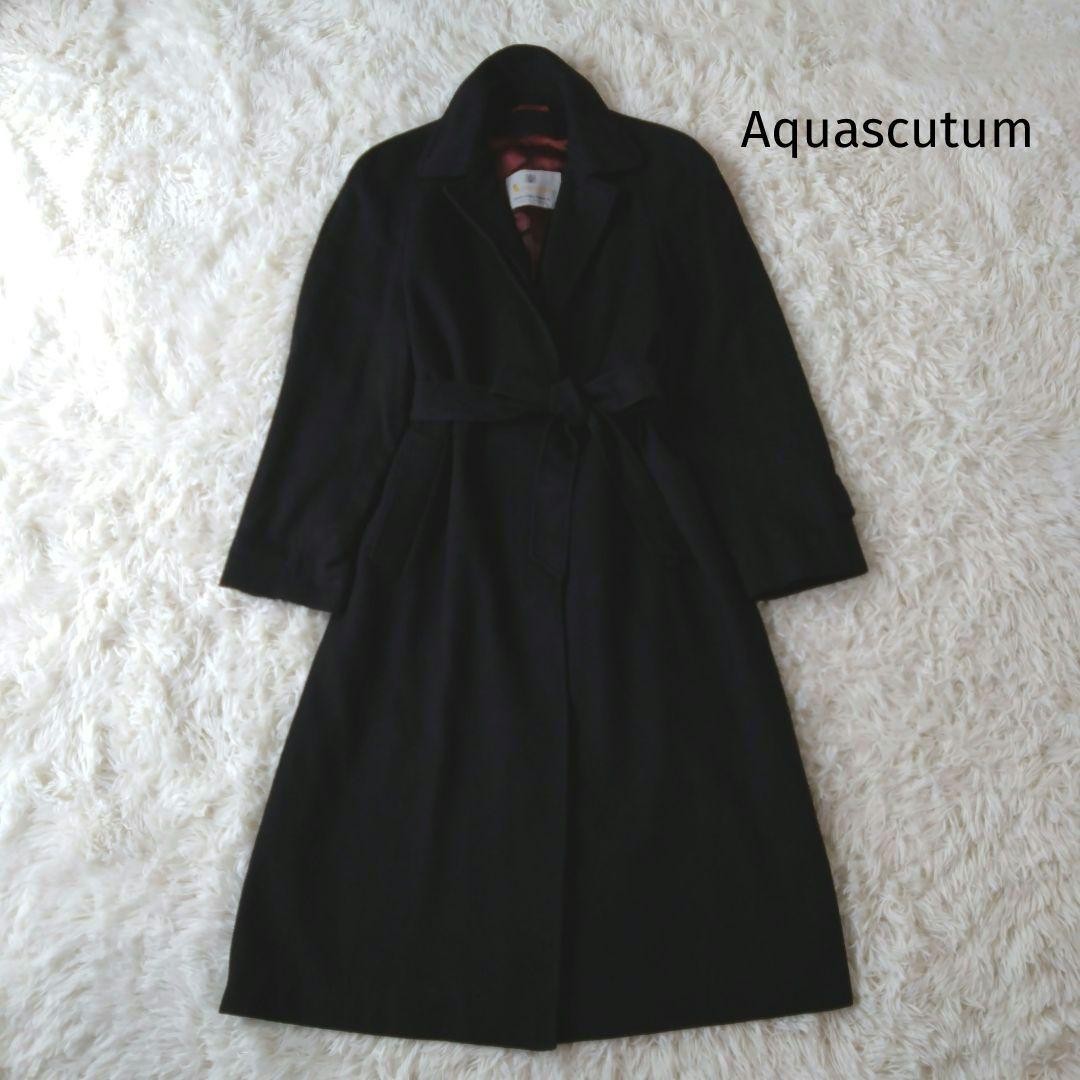 Aquascutum Long Coat Asian fit XL US size L Black Authentic