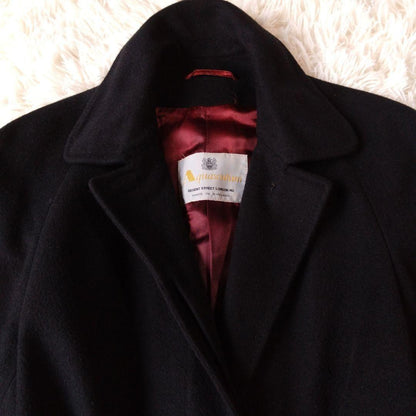 Aquascutum Long Coat Asian fit XL US size L Black Authentic