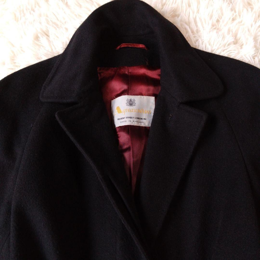 Aquascutum Long Coat Asian fit XL US size L Black Authentic