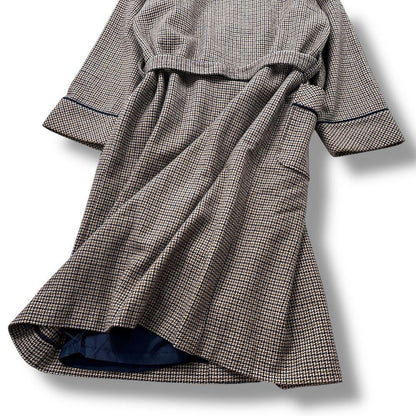 Aquascutum Long Coat Asian fit L US size M Check Authentic