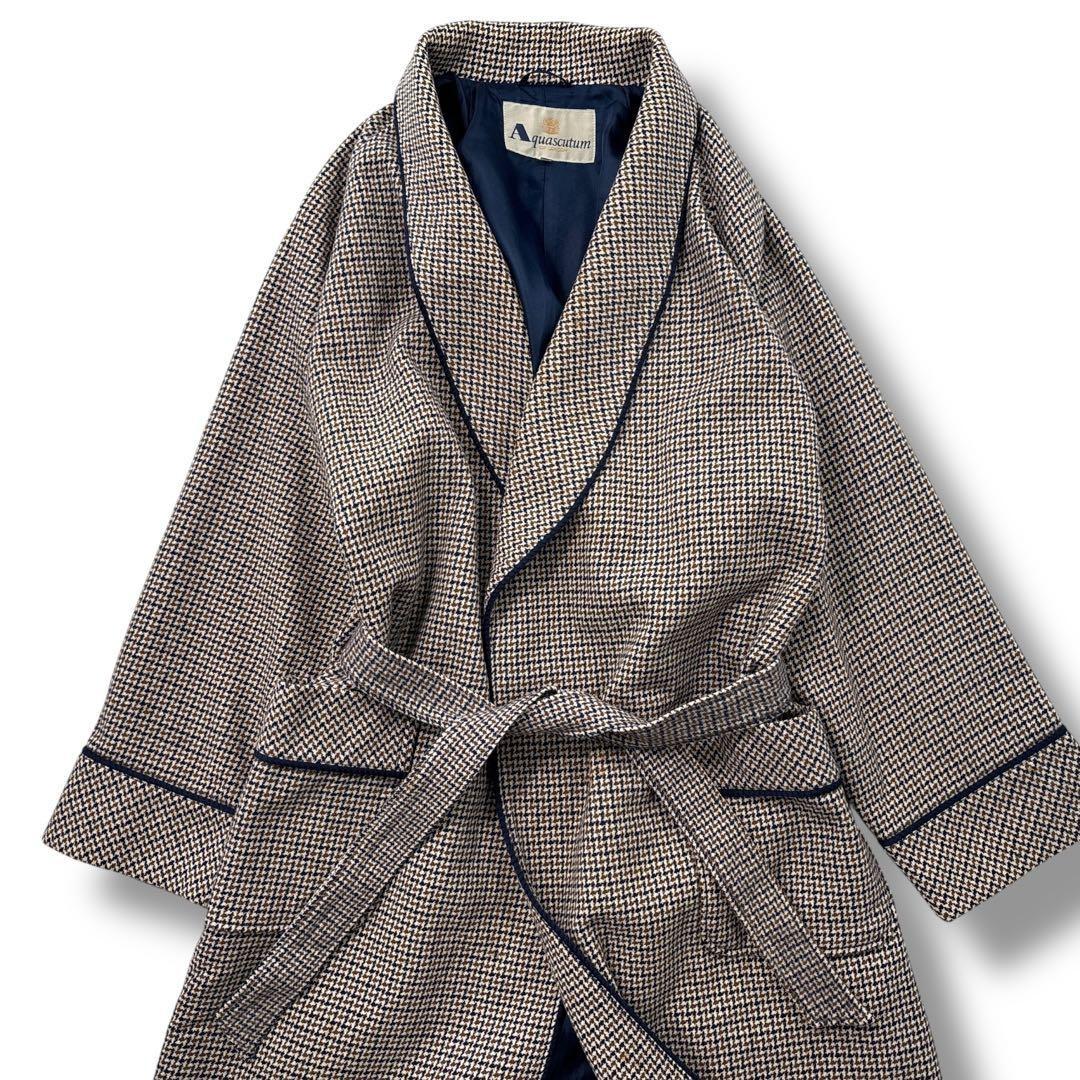Aquascutum Long Coat Asian fit L US size M Check Authentic