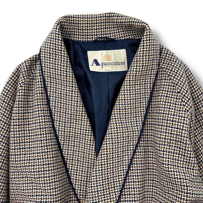 Aquascutum Long Coat Asian fit L US size M Check Authentic