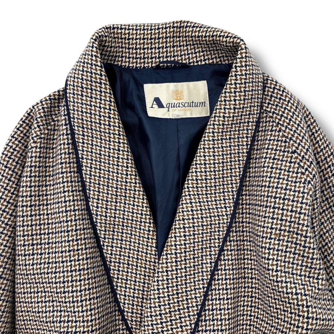 Aquascutum Long Coat Asian fit L US size M Check Authentic