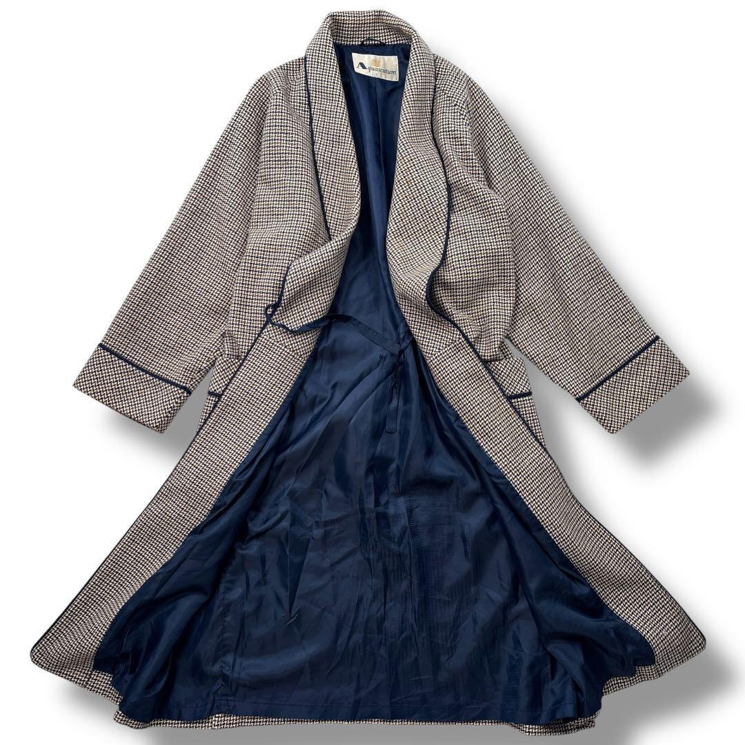 Aquascutum Long Coat Asian fit L US size M Check Authentic