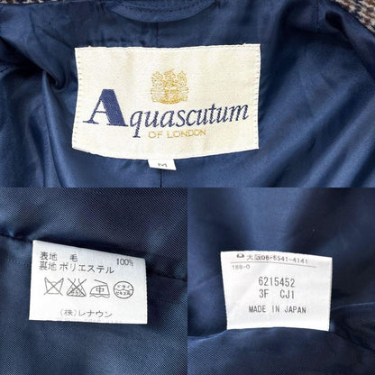 Aquascutum Long Coat Asian fit L US size M Check Authentic