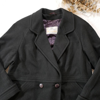 Aquascutum Wool double-breasted Chester Coat Asian fit XL US size L Black Auth