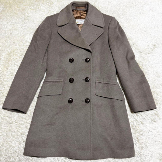 Aquascutum Double Chester Coat Asian fit L US size M Greige Authentic