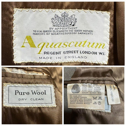 Aquascutum Double Chester Coat Asian fit L US size M Greige Authentic