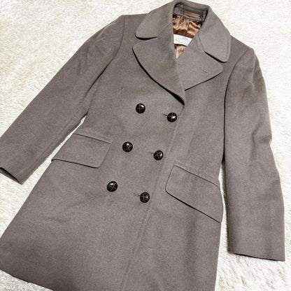 Aquascutum Double Chester Coat Asian fit L US size M Greige Authentic