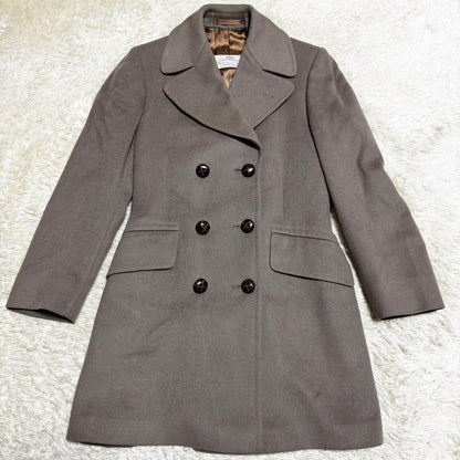 Aquascutum Double Chester Coat Asian fit L US size M Greige Authentic