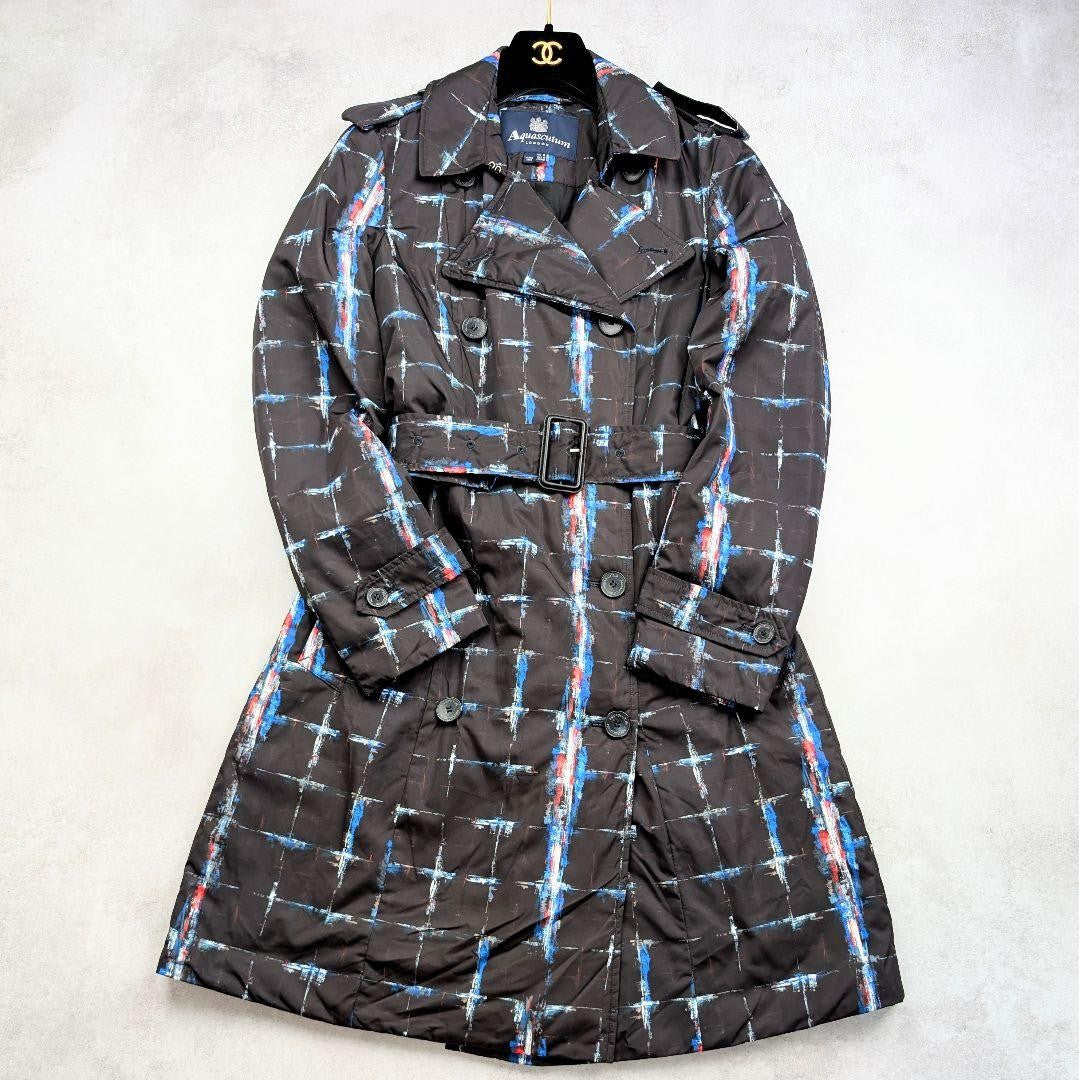 Aquascutum Trench Coat Asian fit L 40 US size M Black Authentic