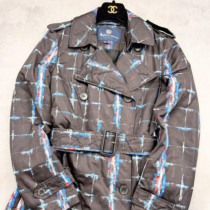Aquascutum Trench Coat Asian fit L 40 US size M Black Authentic