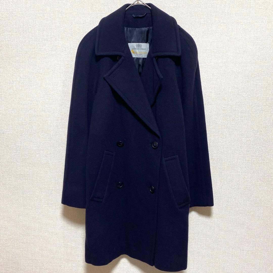 Aquascutum Long Coat FREE SIZE Navy Authentic