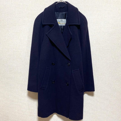 Aquascutum Long Coat FREE SIZE Navy Authentic
