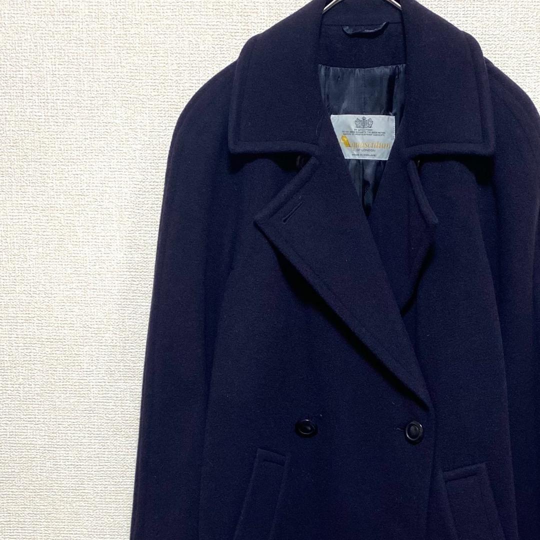 Aquascutum Long Coat FREE SIZE Navy Authentic