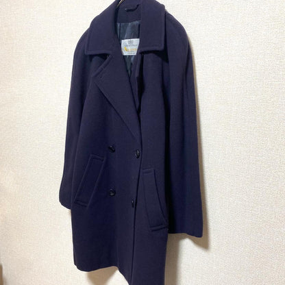 Aquascutum Long Coat FREE SIZE Navy Authentic