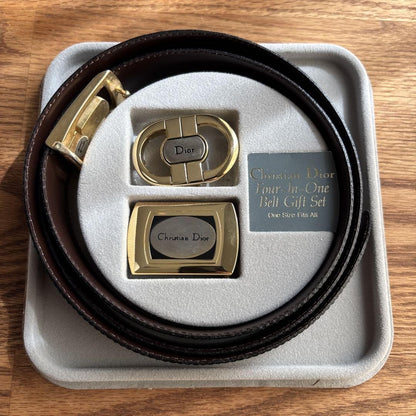 Christian Dior Men's Belt Logo Gold Authentic