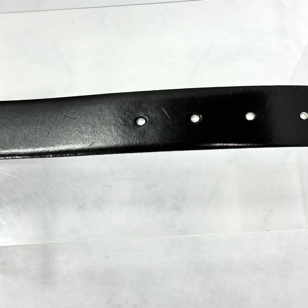 Christian Dior Men's Belt Logo Leather Black Gold Authentic