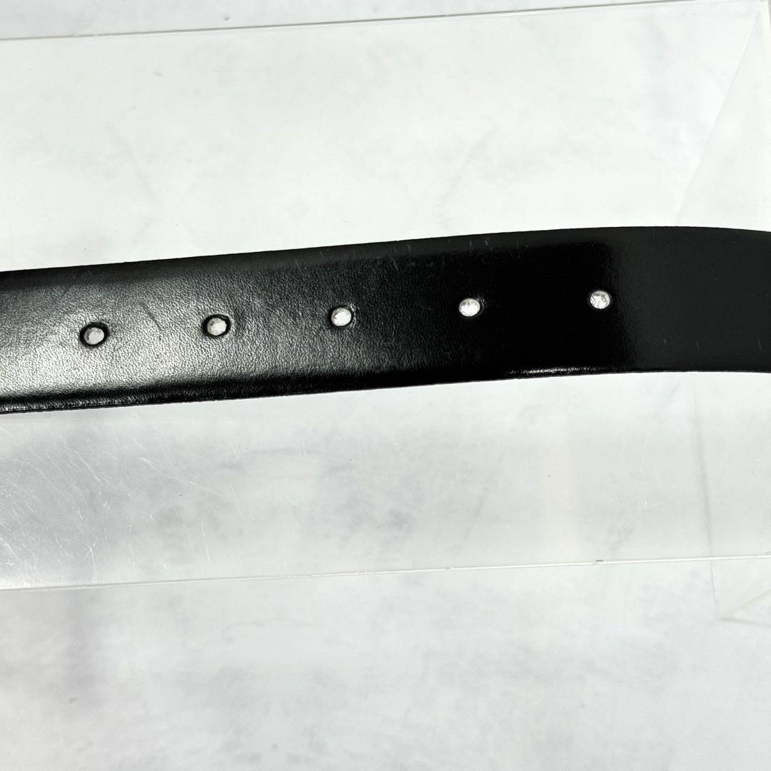 Christian Dior Men's Belt Logo Leather Black Gold Authentic