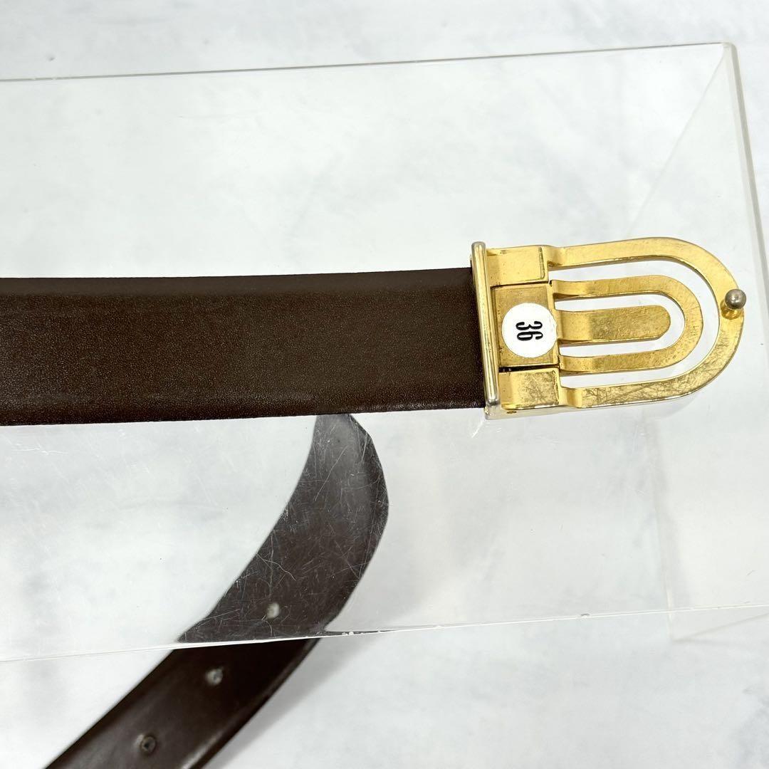 Christian Dior Men's Belt Logo Leather Black Gold Authentic