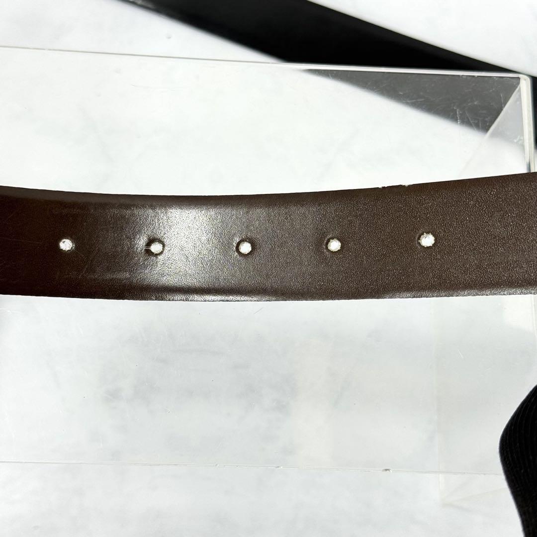 Christian Dior Men's Belt Logo Leather Black Gold Authentic