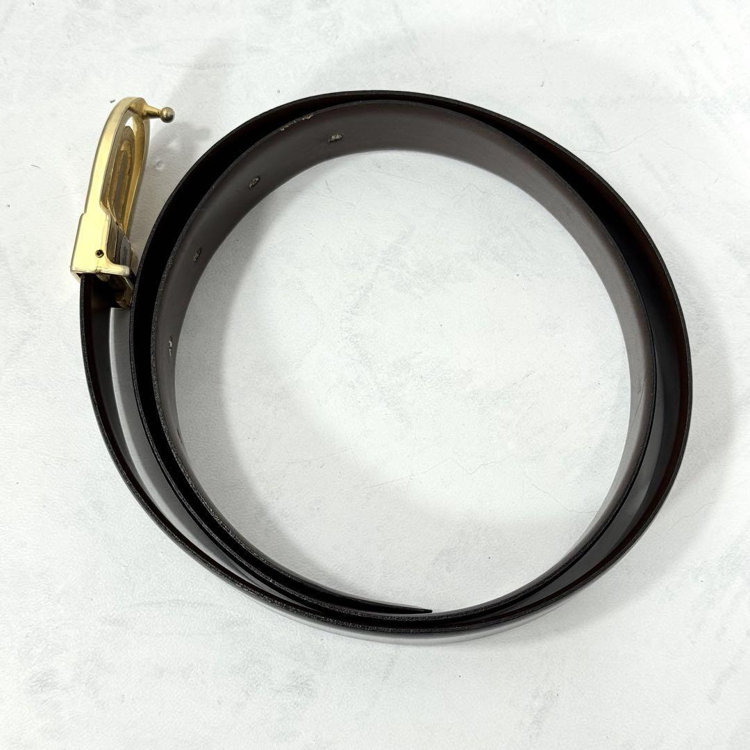 Christian Dior Men's Belt Logo Leather Black Gold Authentic