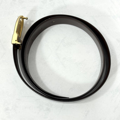 Christian Dior Men's Belt Logo Leather Black Gold Authentic