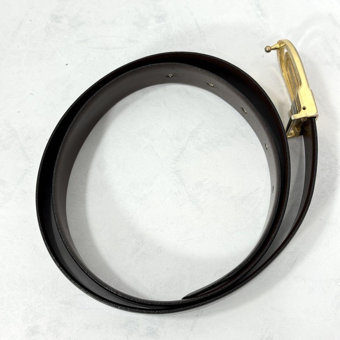 Christian Dior Men's Belt Logo Leather Black Gold Authentic