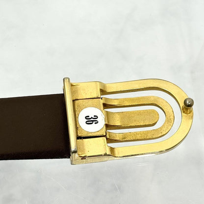 Christian Dior Men's Belt Logo Leather Black Gold Authentic