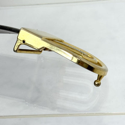 Christian Dior Men's Belt Logo Leather Black Gold Authentic