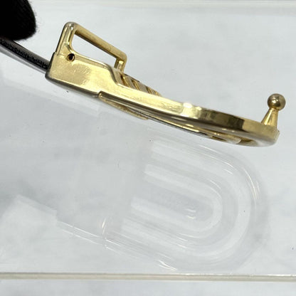 Christian Dior Men's Belt Logo Leather Black Gold Authentic