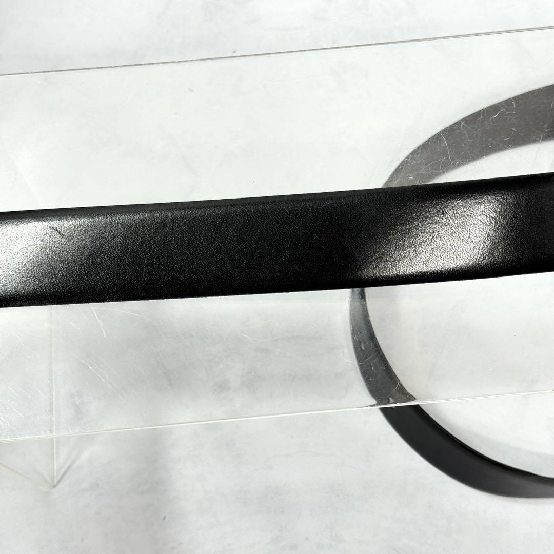 Christian Dior Men's Belt Logo Leather Black Gold Authentic