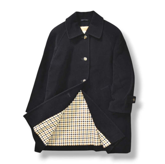 Aquascutum Wool Coat Asian fit M US size S Navy Authentic